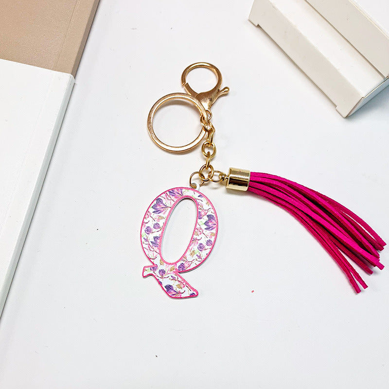 Wholesale Letter Colorful Tassel Zinc Alloy Keychain